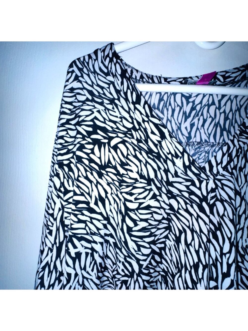 Vince Camuto Black White Abstract Print Blouse Top Xl - Picture 2 of 7